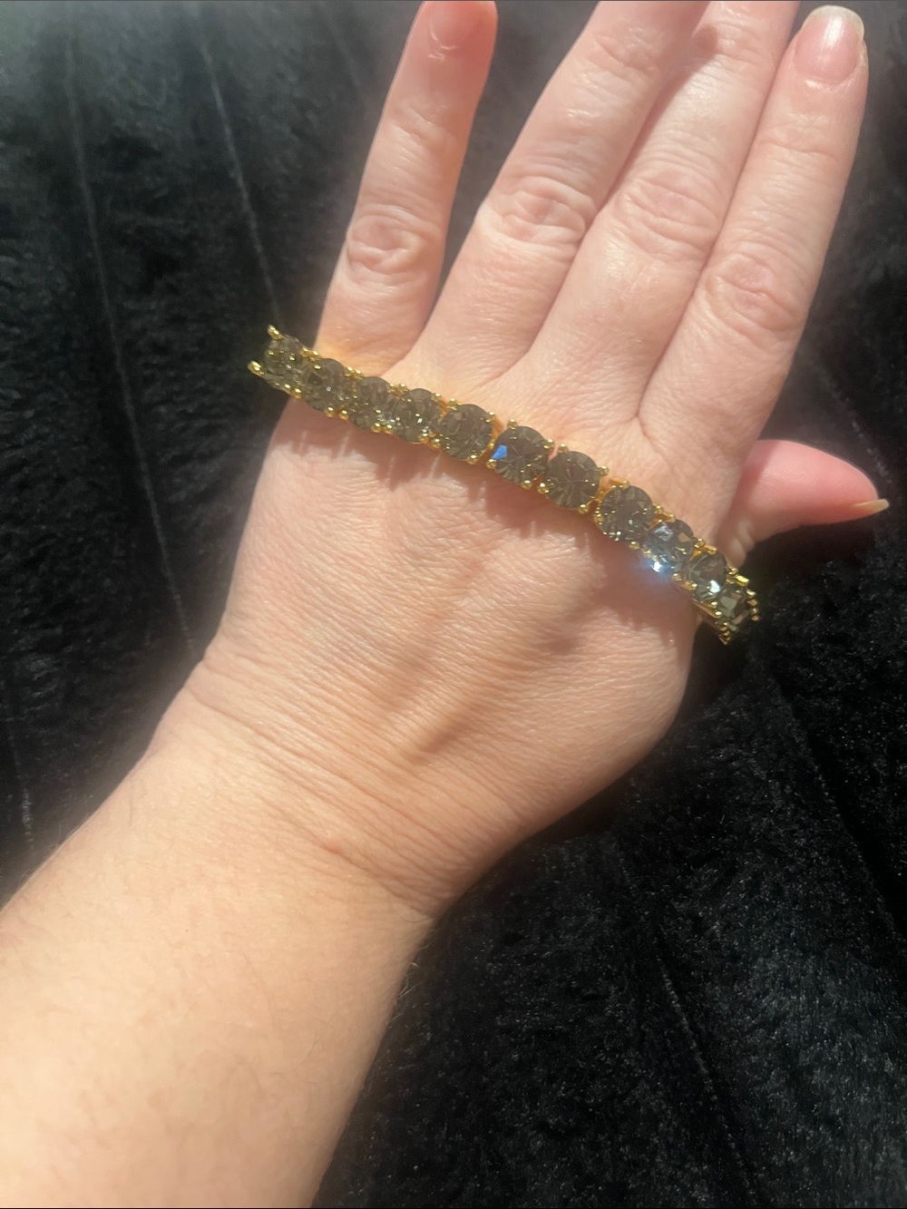 Park Lane Gold Crystal Tennis Bracelet with gray Swarovski stones